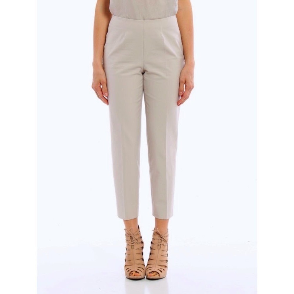 Piazza Sempione Audrey Pants Womens 10 Crop Cotton Beige Quiet Luxury Italy
